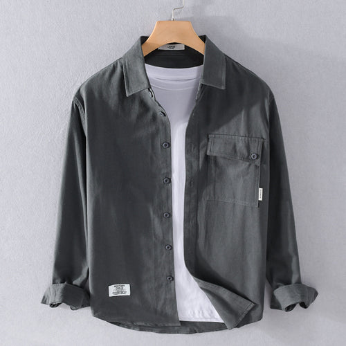 Herren Lockeres Hemdjacken-Overshirt aus Soft‑Twill mit integriertem Layer‑T‑Shirt und aufgesetzter Brusttasche Echoarchiv