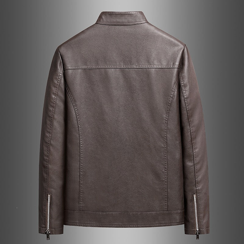 Herren Schlichte Kunstleder-Cityjacke mit Stehkragen, Zweiwege-Reißverschluss & Eingrifftaschen Echoarchiv