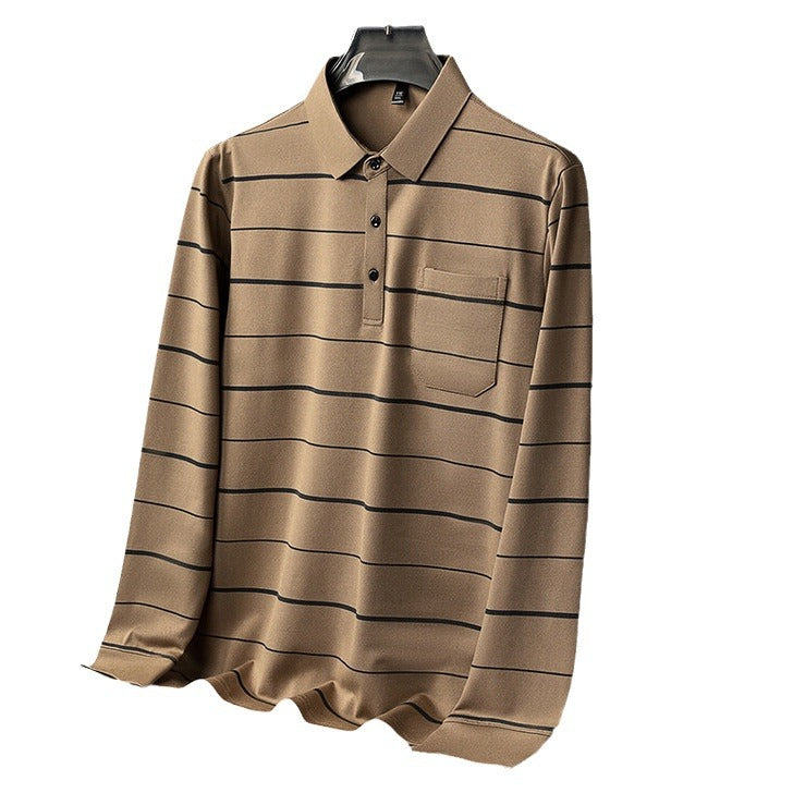 Herren elegantes Kurzarm-Poloshirt mit modischem Streifenmuster Echoarchiv