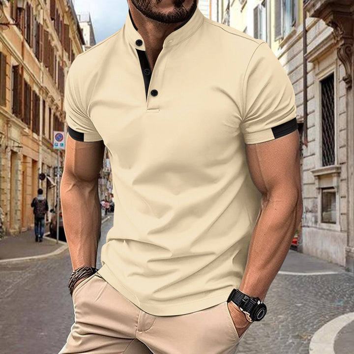 Herren stilvolles Mandarin-Kragen Performance Polo-Shirt Echoarchiv