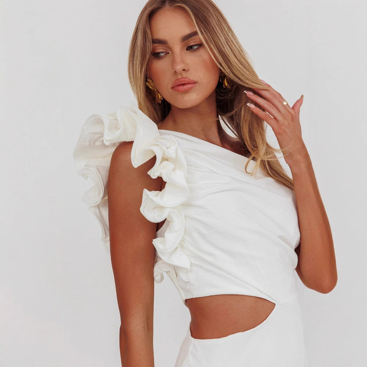 Damen Elegantes Cut-Out Kleid mit Rüschendetails Echo Archiv