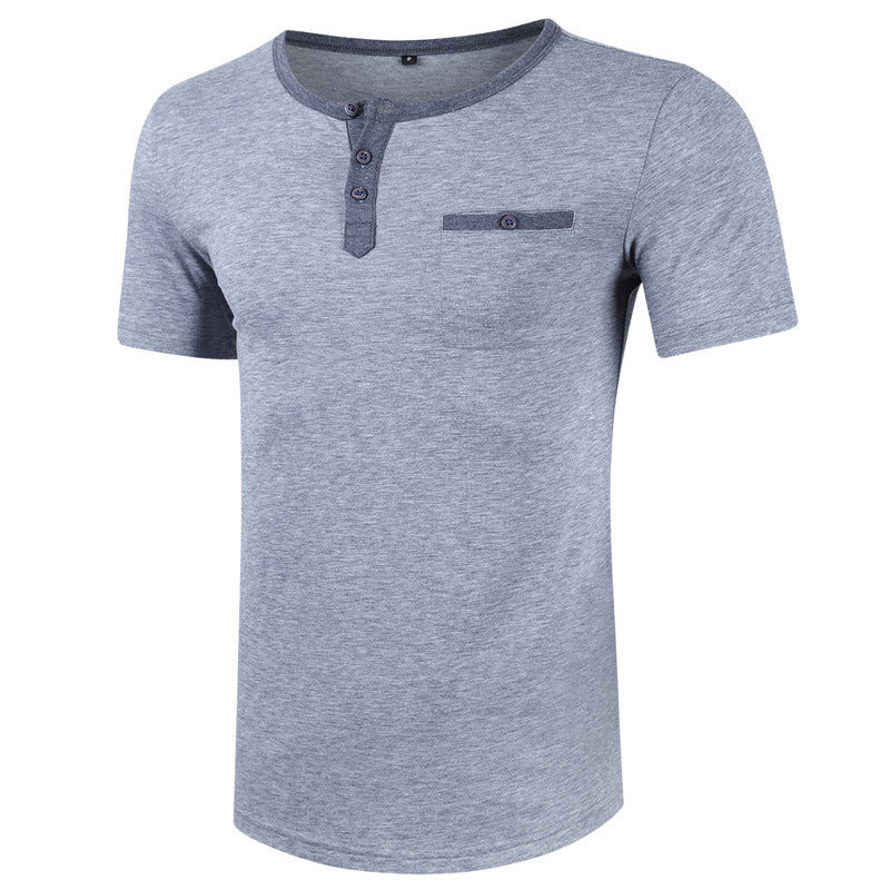 Herren Kurzarm-Henley Shirt mit strukturiertem Kragen Echoarchiv