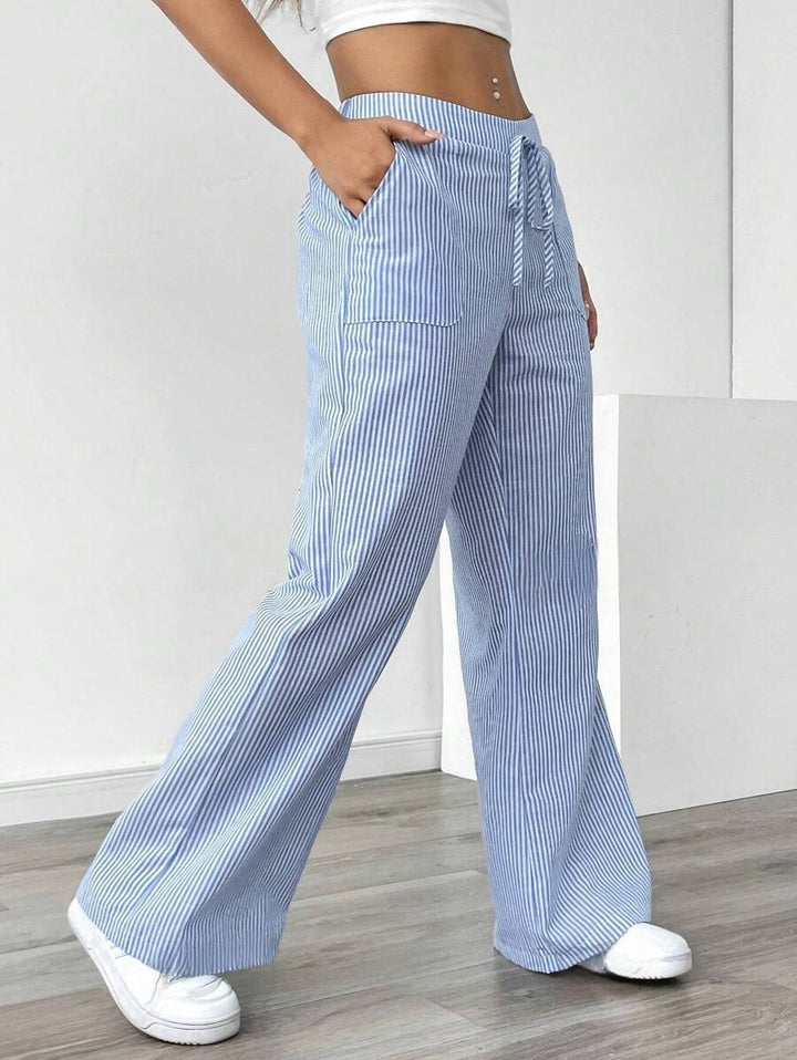 Damen nan weite Baumwoll-Loungehose mit Tunnelzug und Seitentaschen Echo Archiv