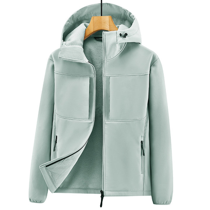 Herren Thermo-Softshelljacke mit Sherpa‑Futter, Kapuze und verdeckten Reißverschlusstaschen Echo Archiv