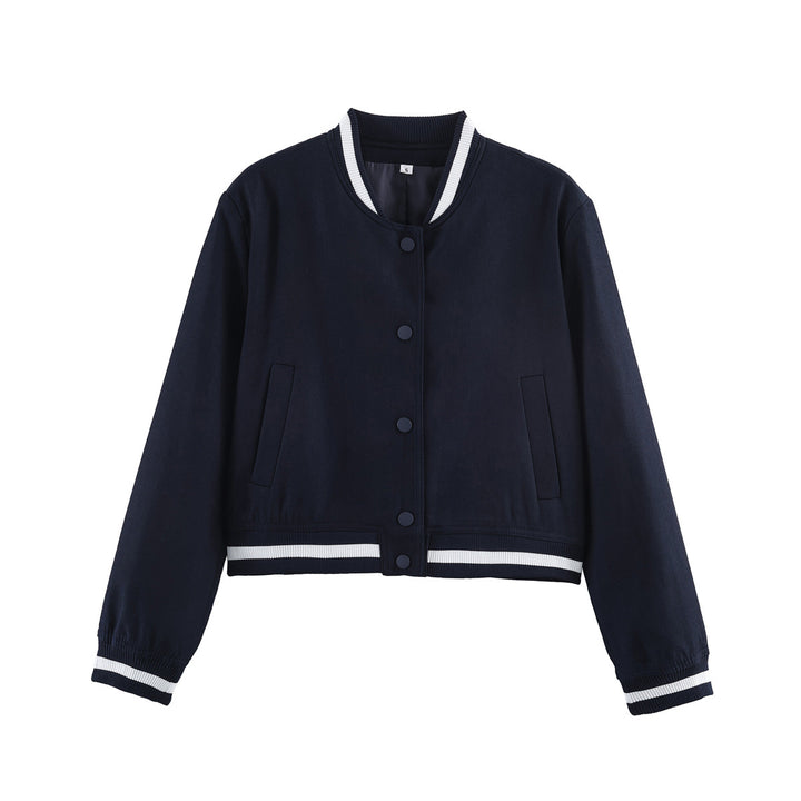Damen Cropped-Boxy-Bomberjacke mit Rippbündchen und Druckknopfleiste Echoarchiv