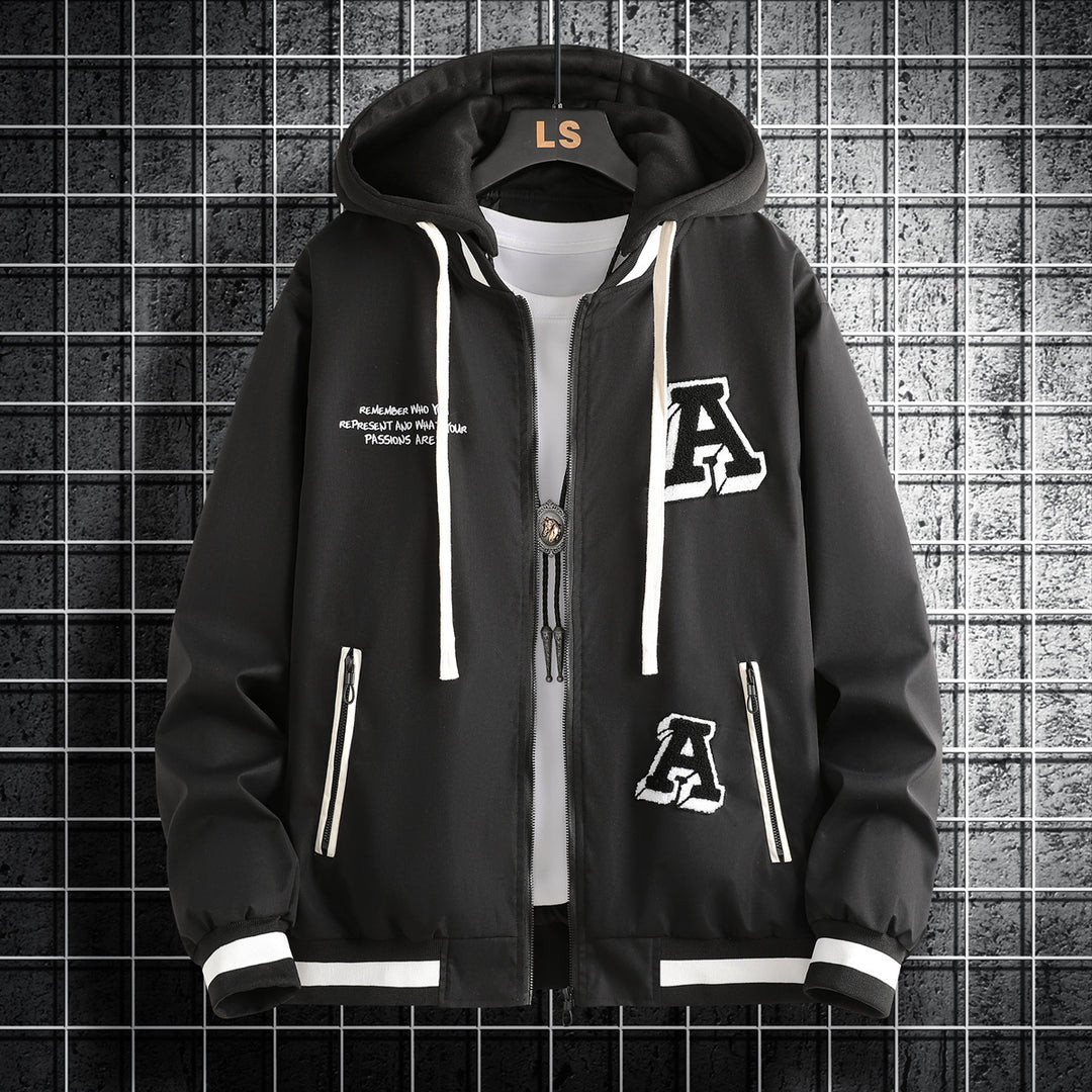Herren modische Kapuzenjacke mit stylischen Applikationen Echoarchiv