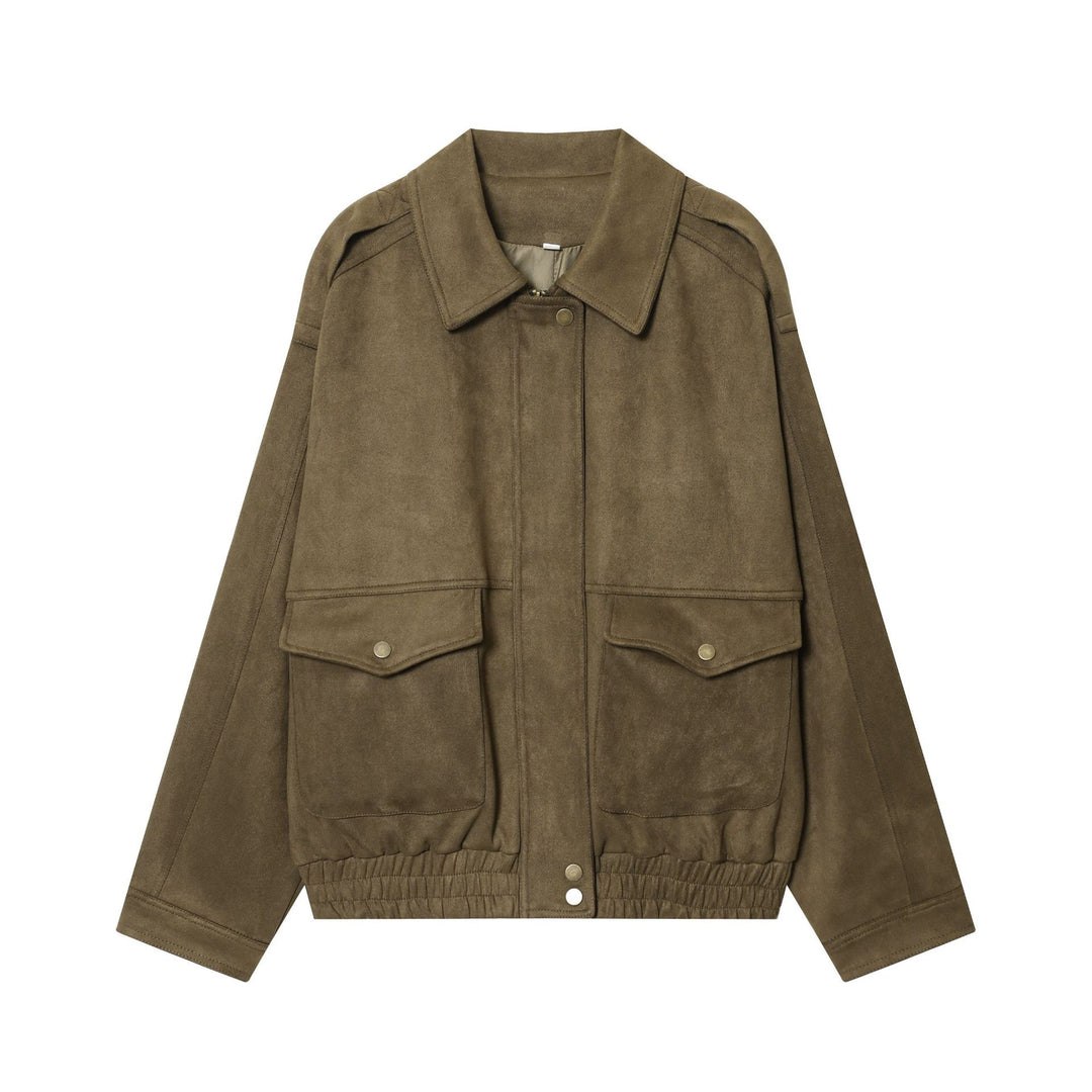 Damen 20+ Cropped Wildlederoptik‑Blousonjacke mit aufgesetzten Pattentaschen und elastischem Bund Echo Archiv