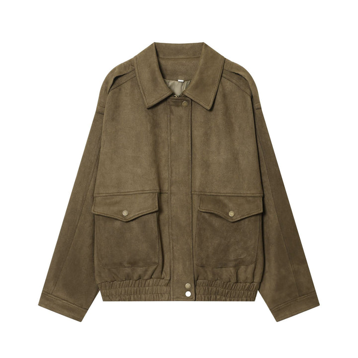 Damen 20+ Cropped Wildlederoptik‑Blousonjacke mit aufgesetzten Pattentaschen und elastischem Bund Echo Archiv
