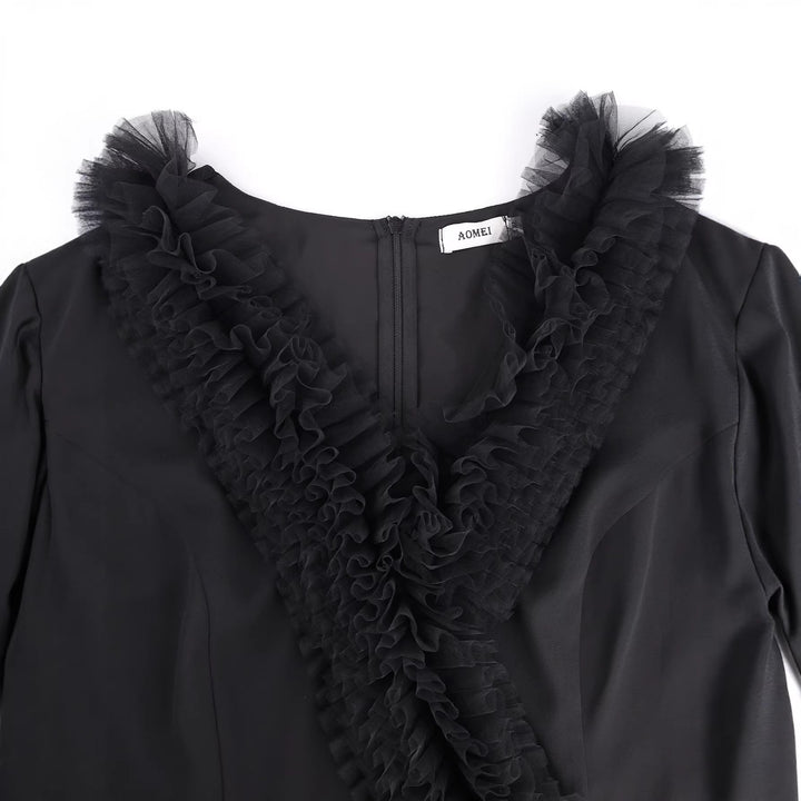 Damen Elegantes plissiertes Midi-Kleid mit Rüschendetails Echo Archiv