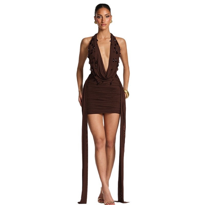 Damen Mini-Kleid mit luxuriösem Detail und elegantem Überwurf Echo Archiv