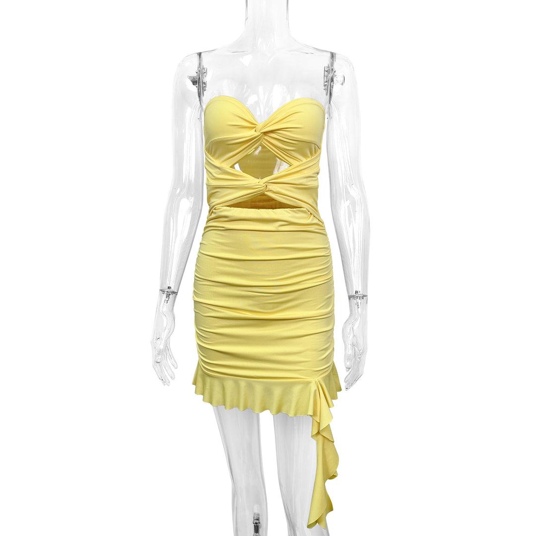 Damen Minikleid mit raffiniertem Wickeldesign und Rüschensaum Echo Archiv