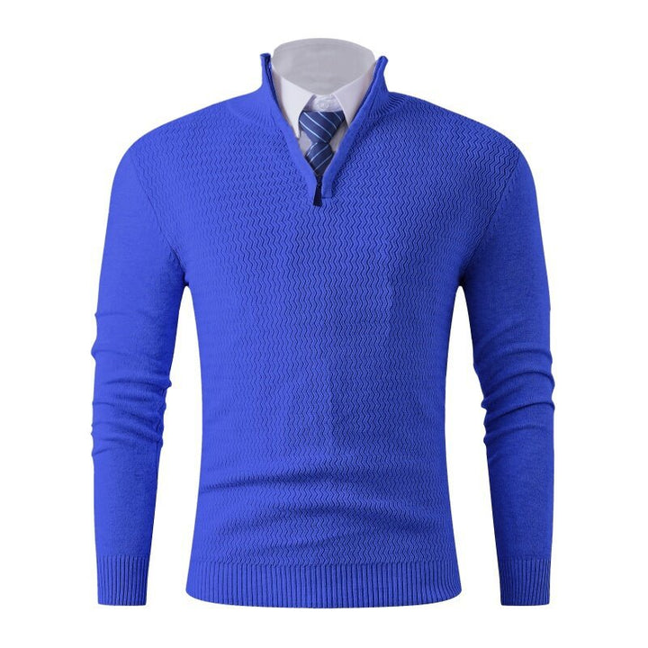 Herren Strickpullover mit modernem Stehkragen und strukturiertem Design Echoarchiv