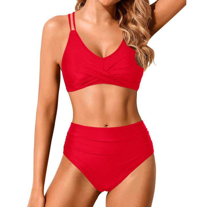 Damen Hochtailliertes Bikini-Set mit gerafftem Oberteil Echo Archiv