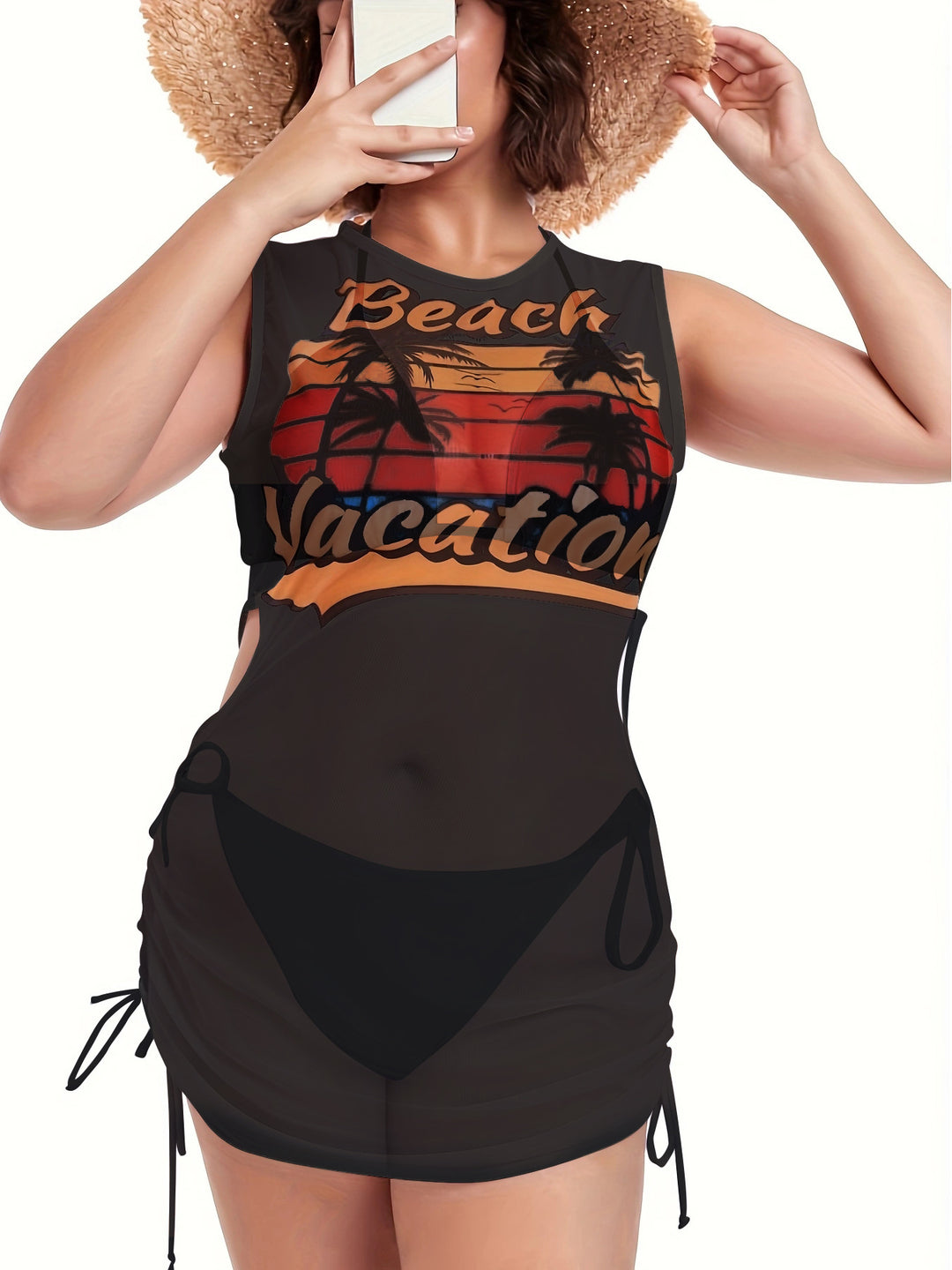 Damen Strandkleidung mit seitlichen Raffung und stylischem Print Echo Archiv