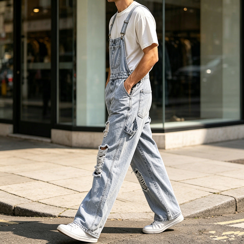 Herren Lässige Ripped Latzhose Echoarchiv