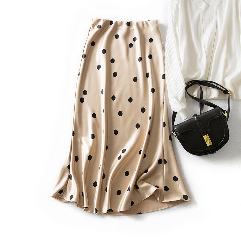 Damen Eleganter Maxirock mit Polka-Dots Echoarchiv