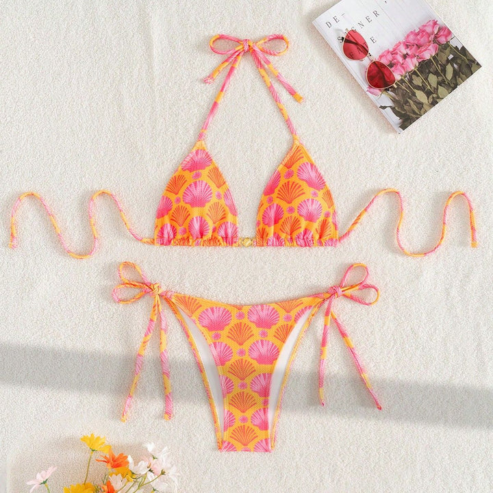 Damen Triangel-Bikini mit Muschel-Print und freundlichem Schnitt Echo Archiv