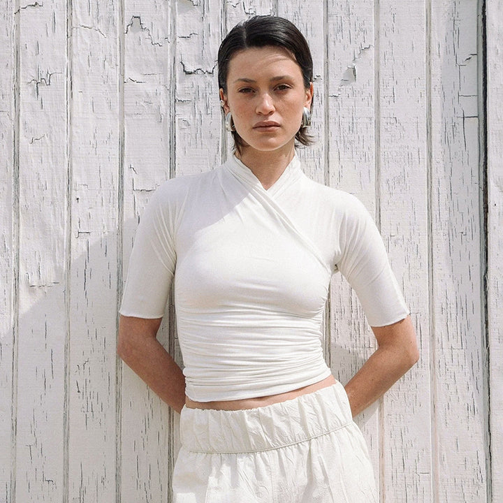 Damen elegantes Wickeloberteil mit modischem Raffungseffekt Echo Archiv