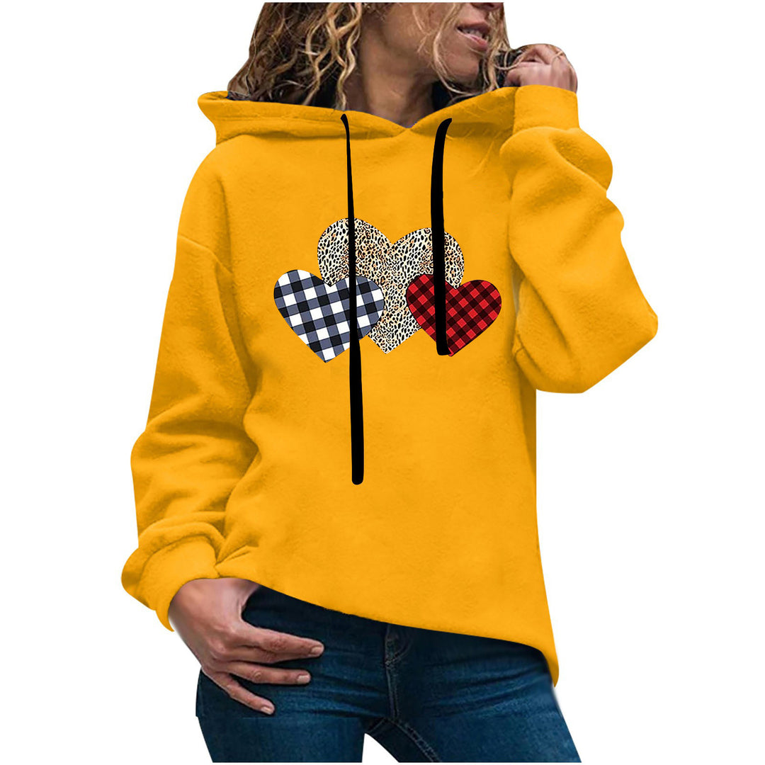 Damen lässiger Oversize Kapuzenpullover mit Herz‑und‑Pfotenprint, Kordelzug und gerippten Bündchen – Auréline