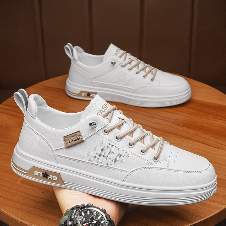 Herren minimalistische Kunstleder-Sneaker mit belüfteter Zehenperforation und gepolsterter Fersenschlaufe – Norré