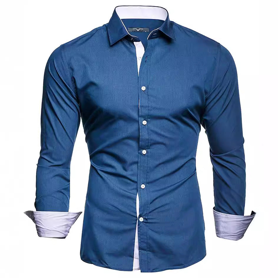 Herren elegantes Langarmhemd mit kontrastierenden Akzenten Echoarchiv