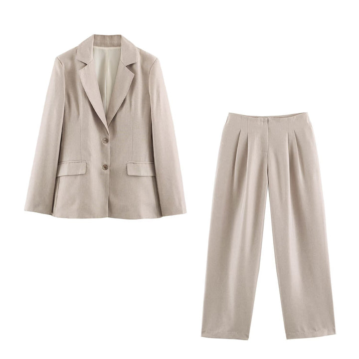 Damen Longline-Blazer im Leinen-Mix mit Reverskragen und Pattentaschen Echo Archiv