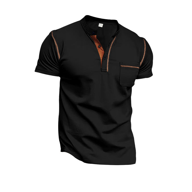 Herren Kurzarm-Henley-Shirt mit modischen Akzenten Echoarchiv