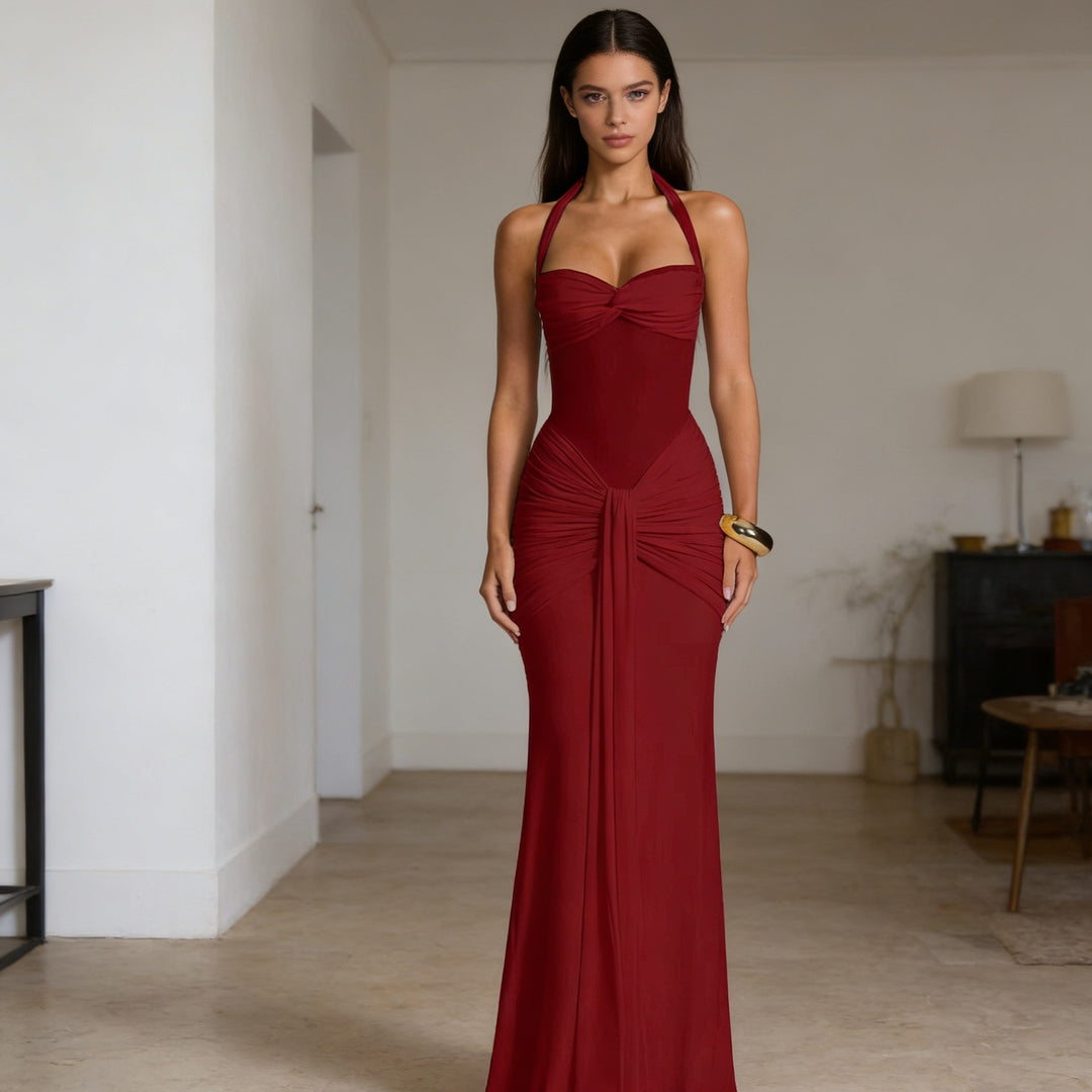 Damen Elegantes Abendkleid mit raffinierten Drapierungen und taillierter Silhouette Echo Archiv