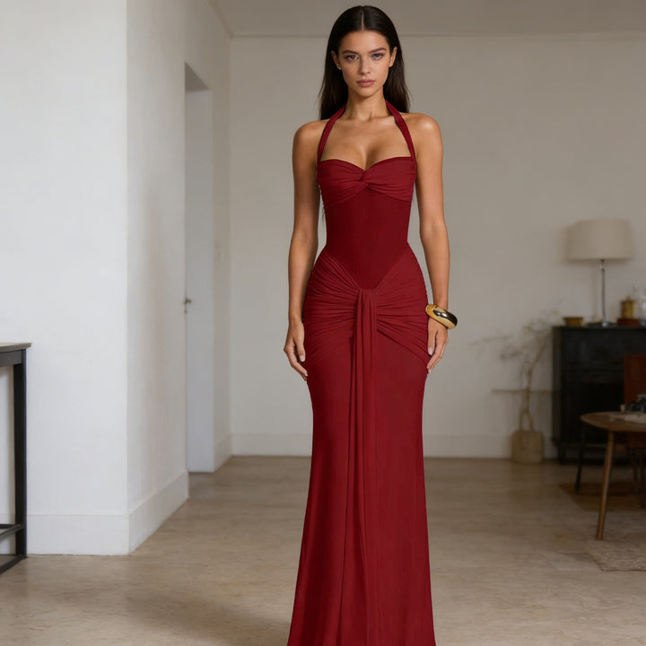 Damen Elegantes Abendkleid mit raffinierten Drapierungen und taillierter Silhouette Echo Archiv