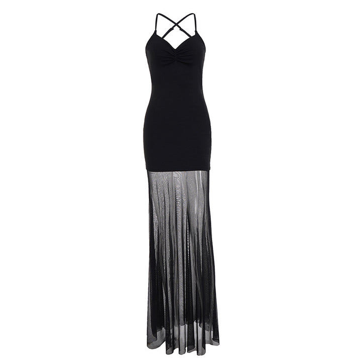 Damen Elegantes Maxikleid mit tiefem Ausschnitt und fließendem Tüllrock Echo Archiv