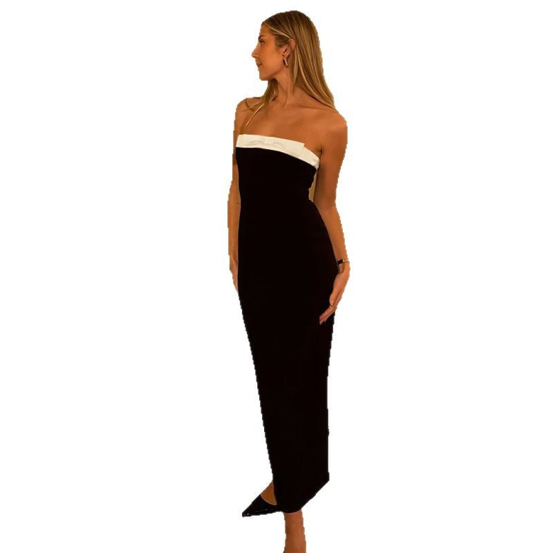 Damen Cocktailkleid mit schulterfreiem Design und elegantem Farbakzent Echo Archiv