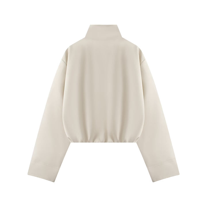 Damen Kurze Boxy-Jacke mit hohem Stehkragen, durchgehendem Reißverschluss und Oversize-Ärmeln Echoarchiv