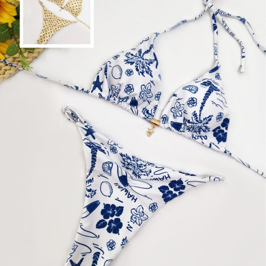 Damen Triangel-Bikini mit verspieltem Hawaii-Muster Echo Archiv