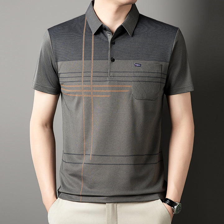 Herren Poloshirt mit atmungsaktiven Eigenschaften und modernem Grafikdesign Echoarchiv