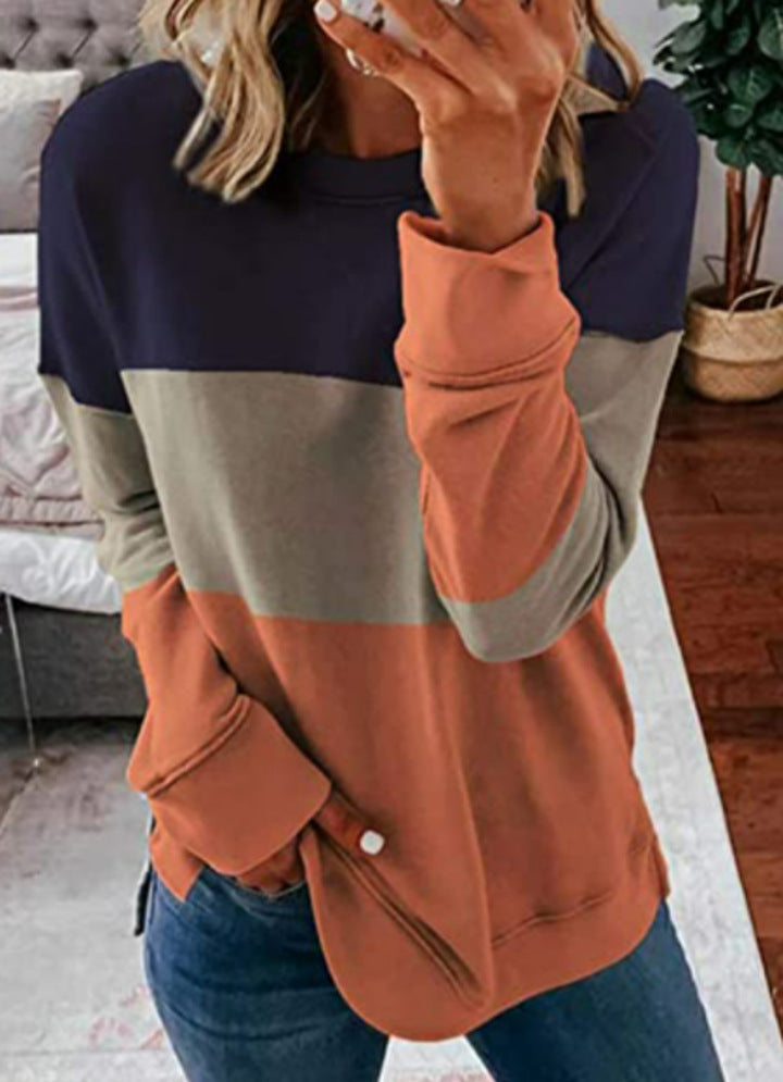 Damen Colorblock-Sweatshirt mit Rundhalsausschnitt, oversized Schnitt und dekorativen Seitenschlitzen – Avérine