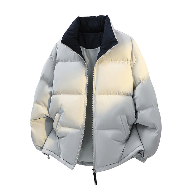 Unisex Oversize-Steppjacke mit hohem Kragen, zweifarbiger Innenfütterung & verstellbarem Saum Echoarchiv