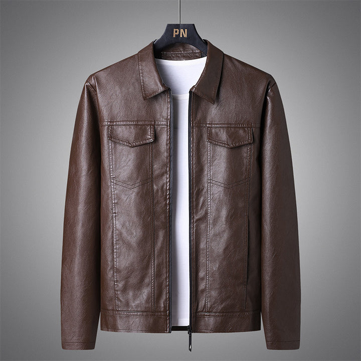 Herren Slim‑Fit Kunstleder‑Blouson im Retro‑Aviator‑Look mit Hemdkragen Echoarchiv