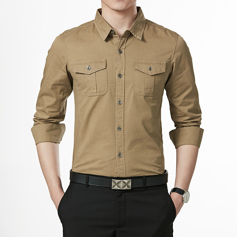 Herren Slim-Fit Hemd im Utility-Stil mit Brustpattentaschen und Kentkragen Echo Archiv