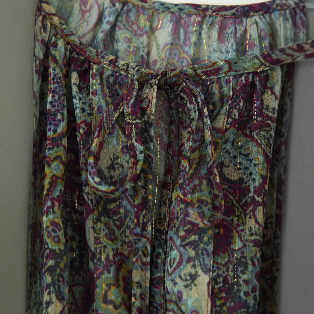 Damen gerafftes Paisley-Minikleid mit Smok-Taille, Volantstufen und Ballonärmeln – Élara