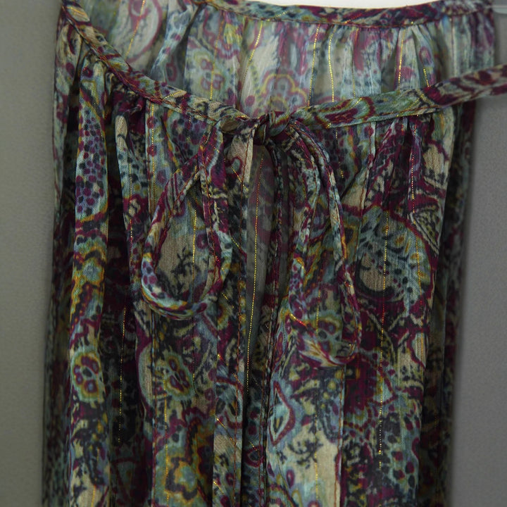 Damen gerafftes Paisley-Minikleid mit Smok-Taille, Volantstufen und Ballonärmeln – Élara