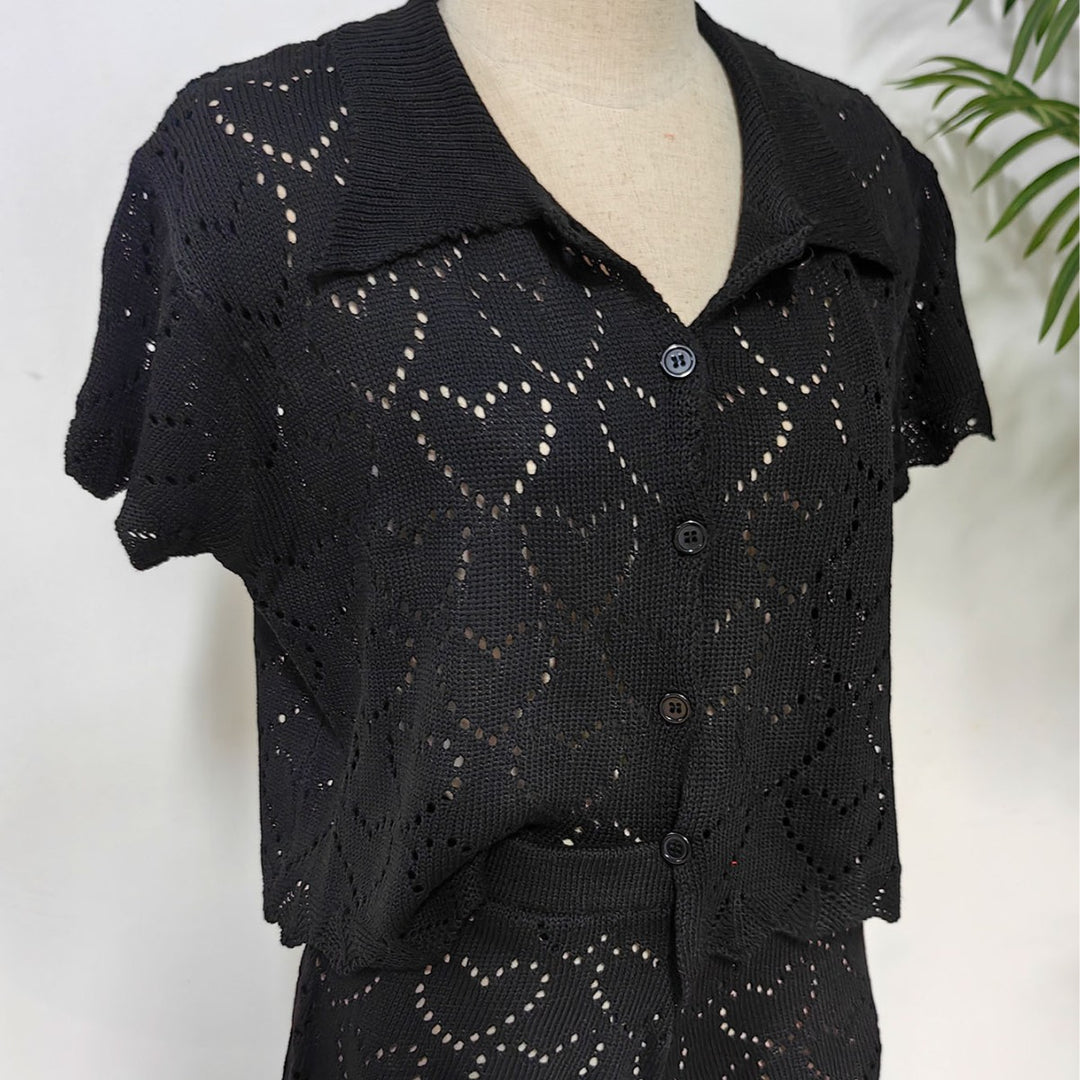 Damen luftiger Häkel-Cardigan mit modischem Lochmuster Echo Archiv