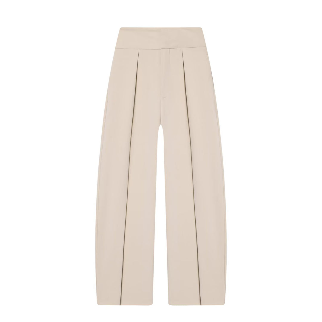 Damen Hochtaillierte Plissée-Hose mit weitem Bein und markanten Vorderfalten Echo Archiv