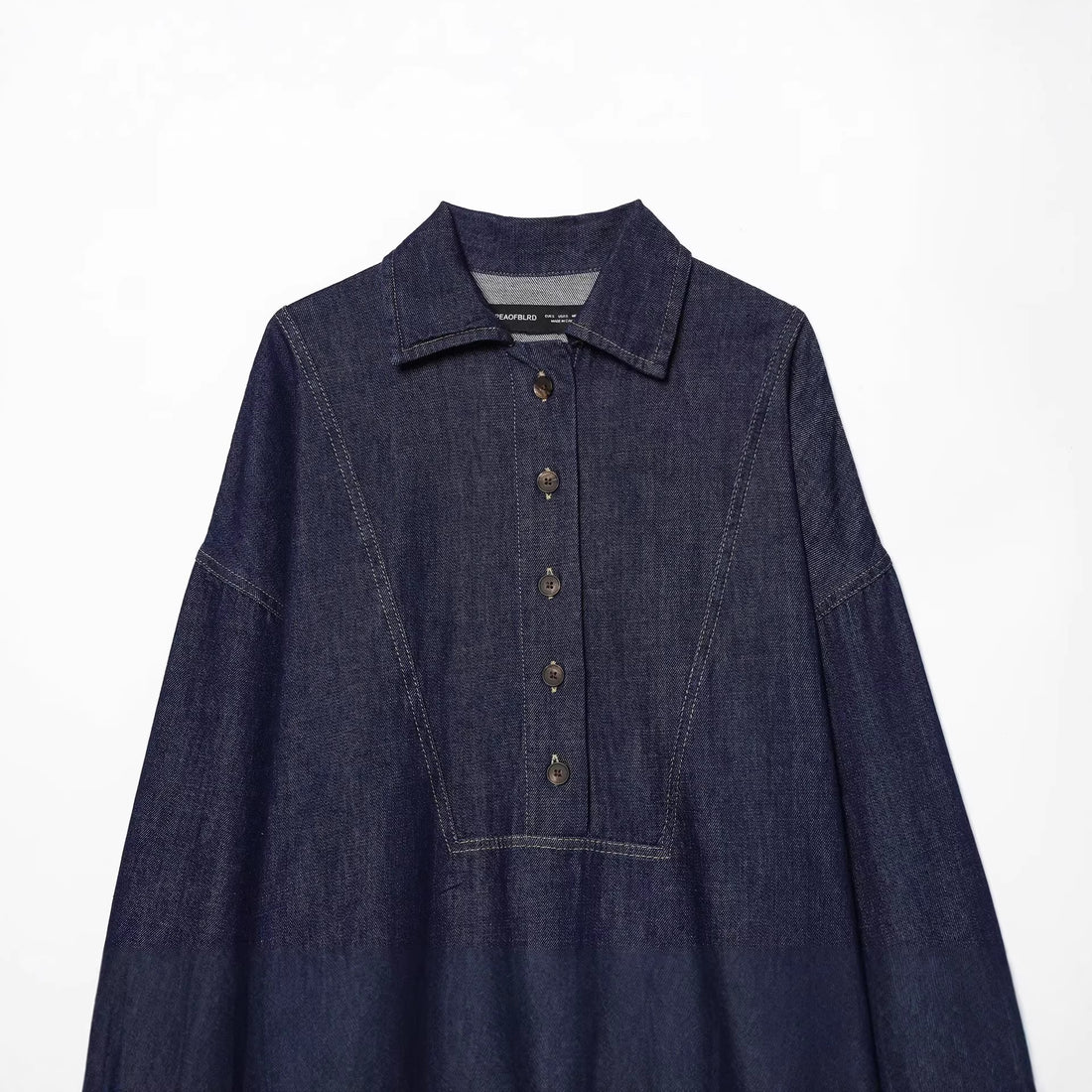 Damen Oversize-Denim-Tunika mit halber Knopfleiste und markanten Nahtdetails Echo Archiv