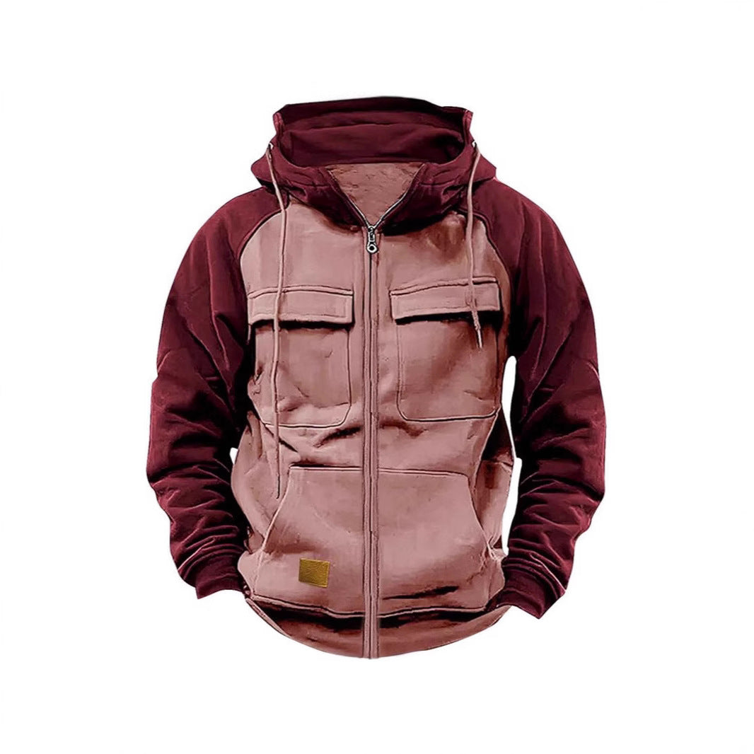 Herren Sportliche Kapuzenjacke mit praktischen Brusttaschen und warmem Fleece-Material Echoarchiv