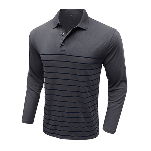 Herren Langarm-Polo-Shirt mit feinem Streifenmuster Echoarchiv