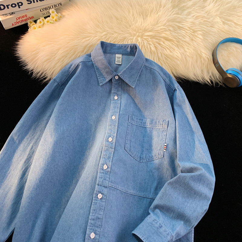 Herren Denim Longsleeve Hemd mit klassischem Button-Down-Kragen Echoarchiv