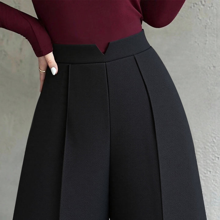 Damen elegante weite Palazzo-Hose mit Bügelfalte und hochgeschnittener Taille – Avélisse