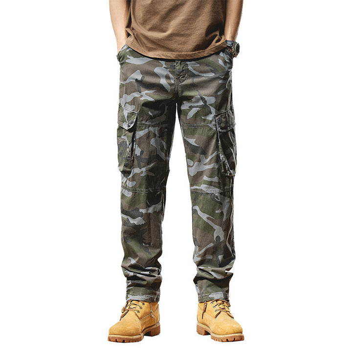Herren Camouflage-Utility-Cargohose mit Mehrfachklappentaschen, Kniepaneelen und Kordelabschluss Echo Archiv