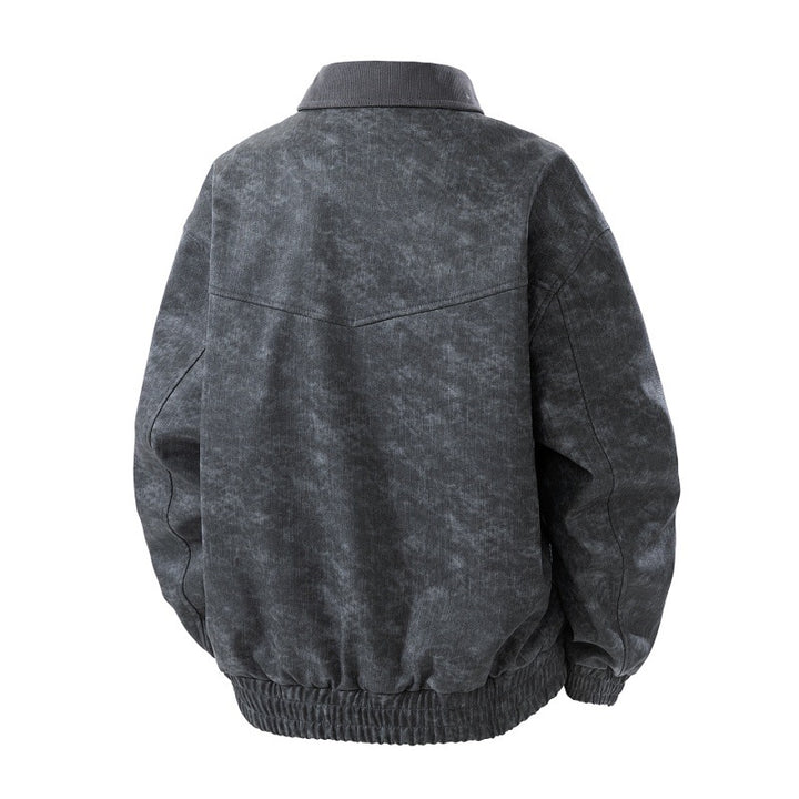Herren Nano Vintage Lederlook Bomberjacke mit Cordkragen, zwei Reißverschlusstaschen und elastischem Saum – Brevano