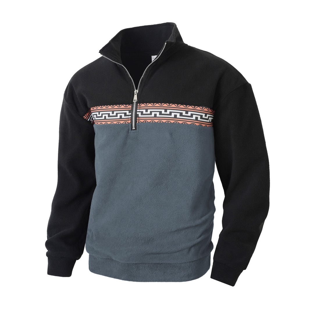 Herren Fleece-Pullover mit modernem Reißverschluss und kreativem Design Echoarchiv